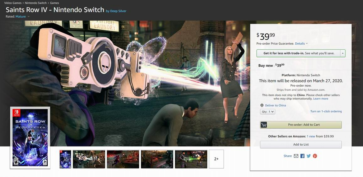 《黑道圣徒4》Switch版将于3月27日发售，售价约280元-代练群